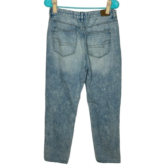 American Eagle Mineral Wash Destroyed Knee Straight Leg Mid Rise Jeans - Picture 3 of 16